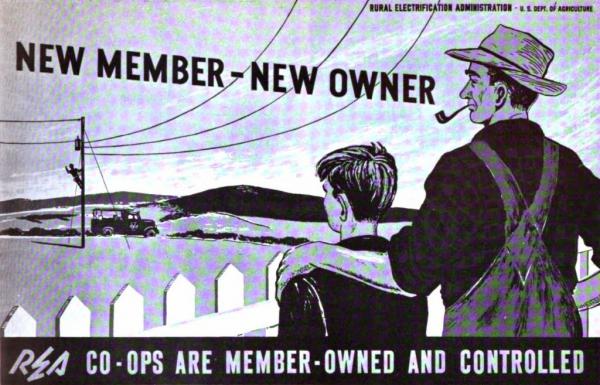 Depression-era REA image promoting electric co-ops and member ownership