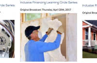 image of electric meter, insulation, and homes for Inclusive Financing webinar series